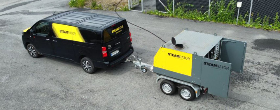 Prisvärd ånggenerator på boggietrailer